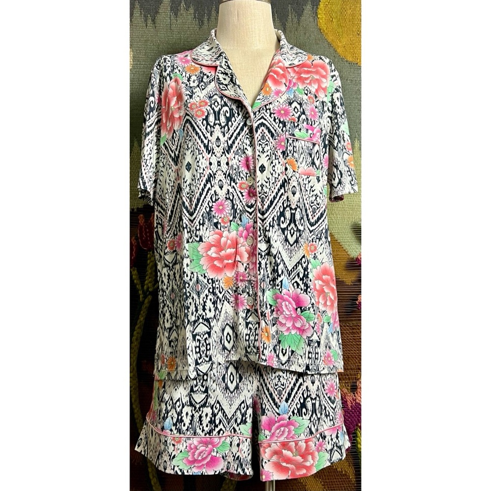Johnny Was Azzie Pajama Shorts Set L